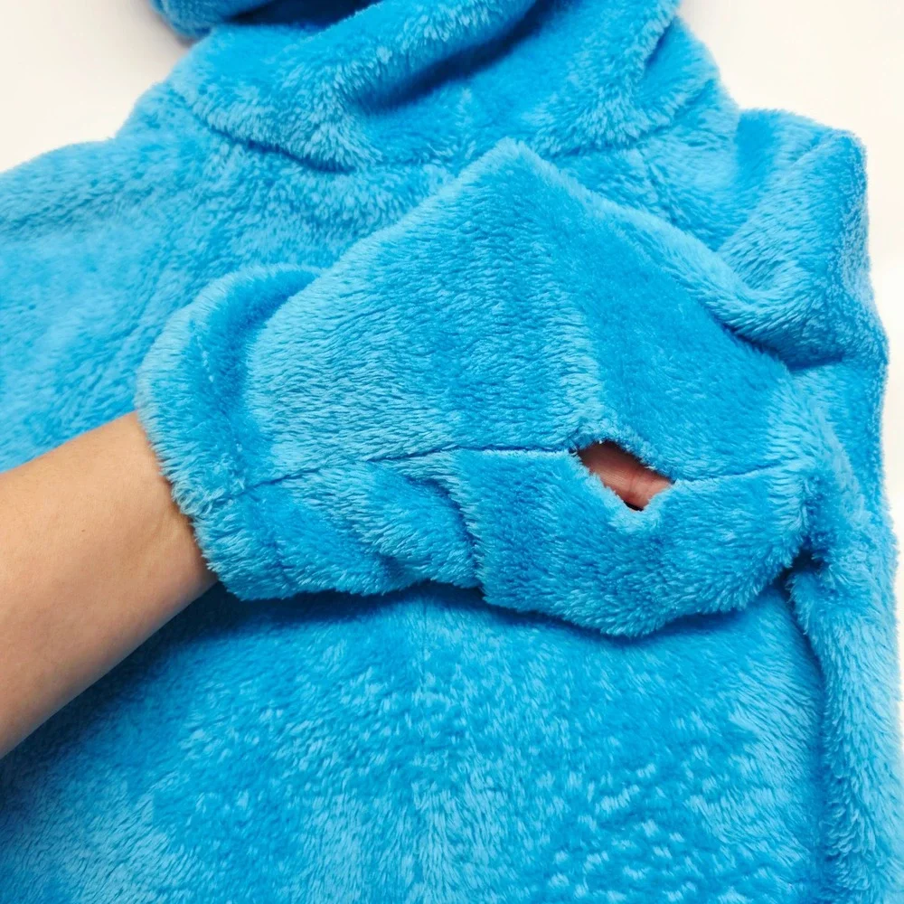 Sesame Street Cookie Monster Union Suit Kids Size 4/5 Blue Plush Hooded Costume